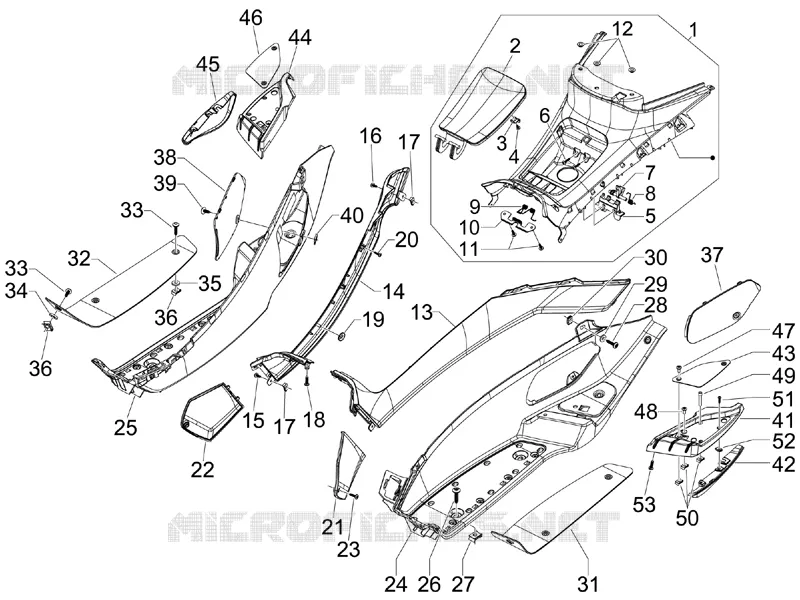 Central cover - Footrests GILERA GILERA-SCOOTER 500 FUOCO 2008  Fuoco E3