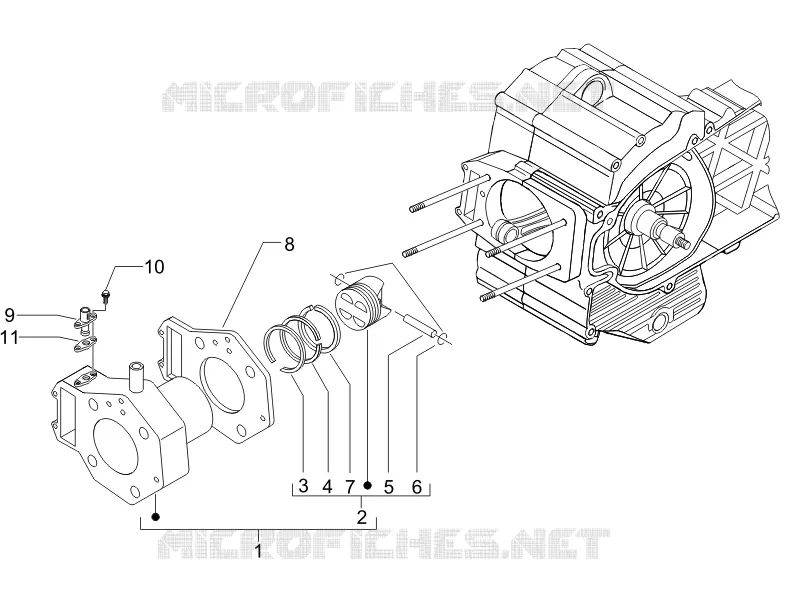 Cylinder-piston-wrist pin unit GILERA GILERA-SCOOTER 500 FUOCO 2010  Fuoco E3