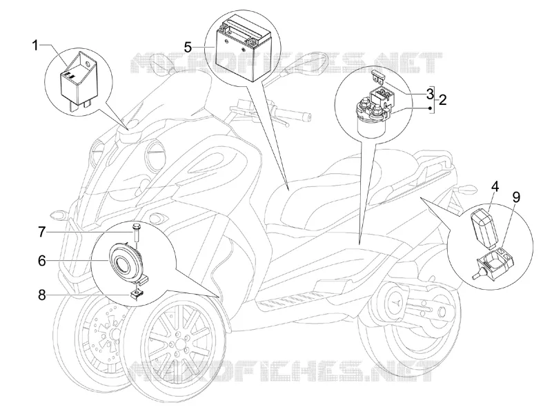 Remote control switches - Battery - Horn GILERA GILERA-SCOOTER 500 FUOCO 2010  Fuoco E3
