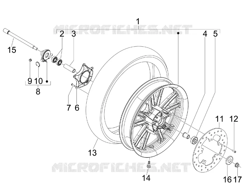 Front wheel GILERA GILERA-SCOOTER 125 NEXUS 2009  Nexus ie E3