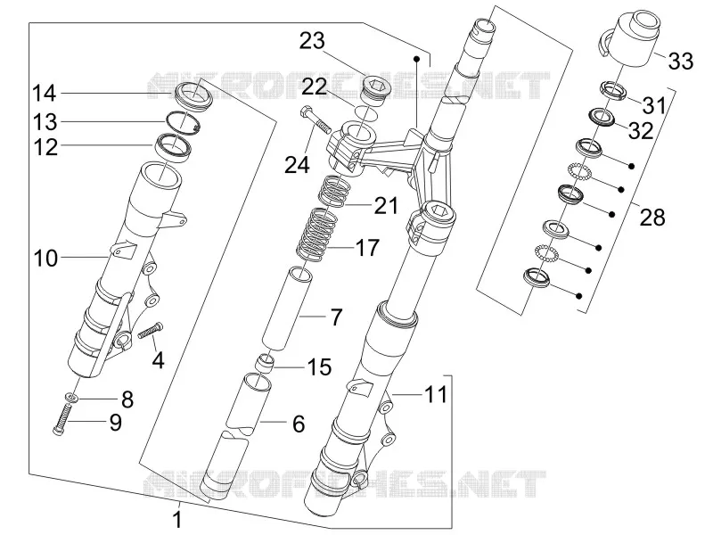 Fork/steering tube - Steering bearing unit GILERA GILERA-SCOOTER 250 NEXUS 2007  Nexus E3