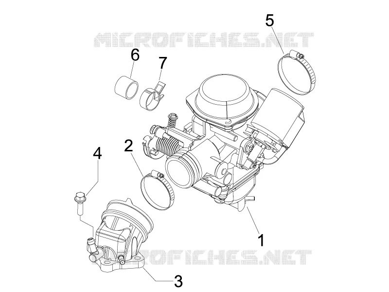 Carburettor, assembly - Union pipe GILERA GILERA-SCOOTER 200 RUNNER 2008  Runner ST 4T E3
