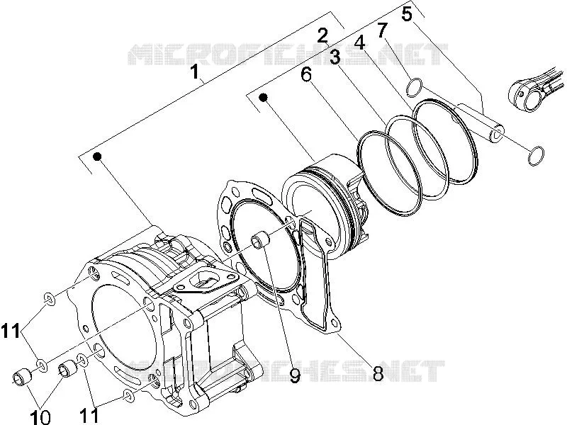 Cylinder-piston-wrist pin unit GILERA GILERA-SCOOTER 200 RUNNER 2008  Runner ST 4T E3