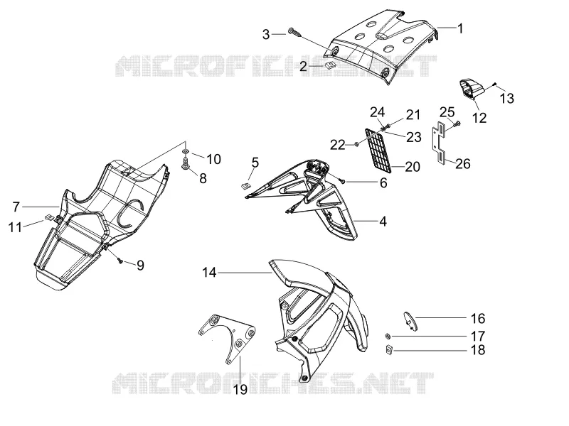 Rear cover - Splash guard GILERA GILERA-SCOOTER 200 RUNNER 2008  Runner ST 4T E3