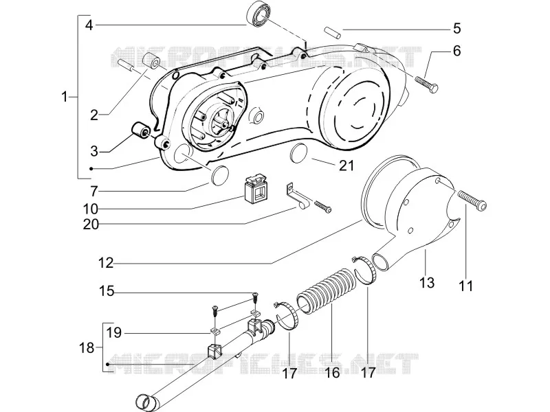 Crankcase cover - Crankcase cooling GILERA GILERA-SCOOTER 50 RUNNER 2005  Runner Pure Jet