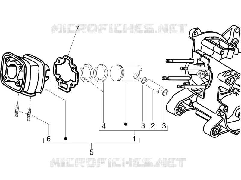 Cylinder-piston-wrist pin unit GILERA GILERA-SCOOTER 50 RUNNER 2005  Runner SP