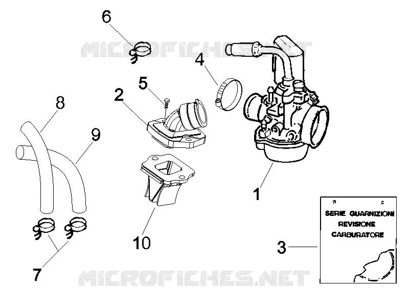 Carburettor, assembly - Union pipe GILERA GILERA-SCOOTER 50 RUNNER 2005  Runner SP Race
