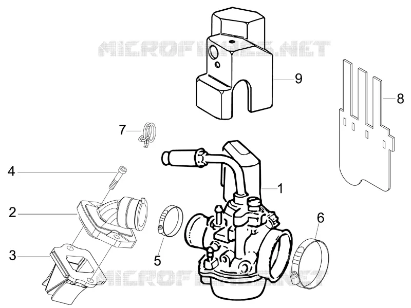 Carburettor, assembly - Union pipe GILERA GILERA-SCOOTER 50 STALKER 2010  Stalker